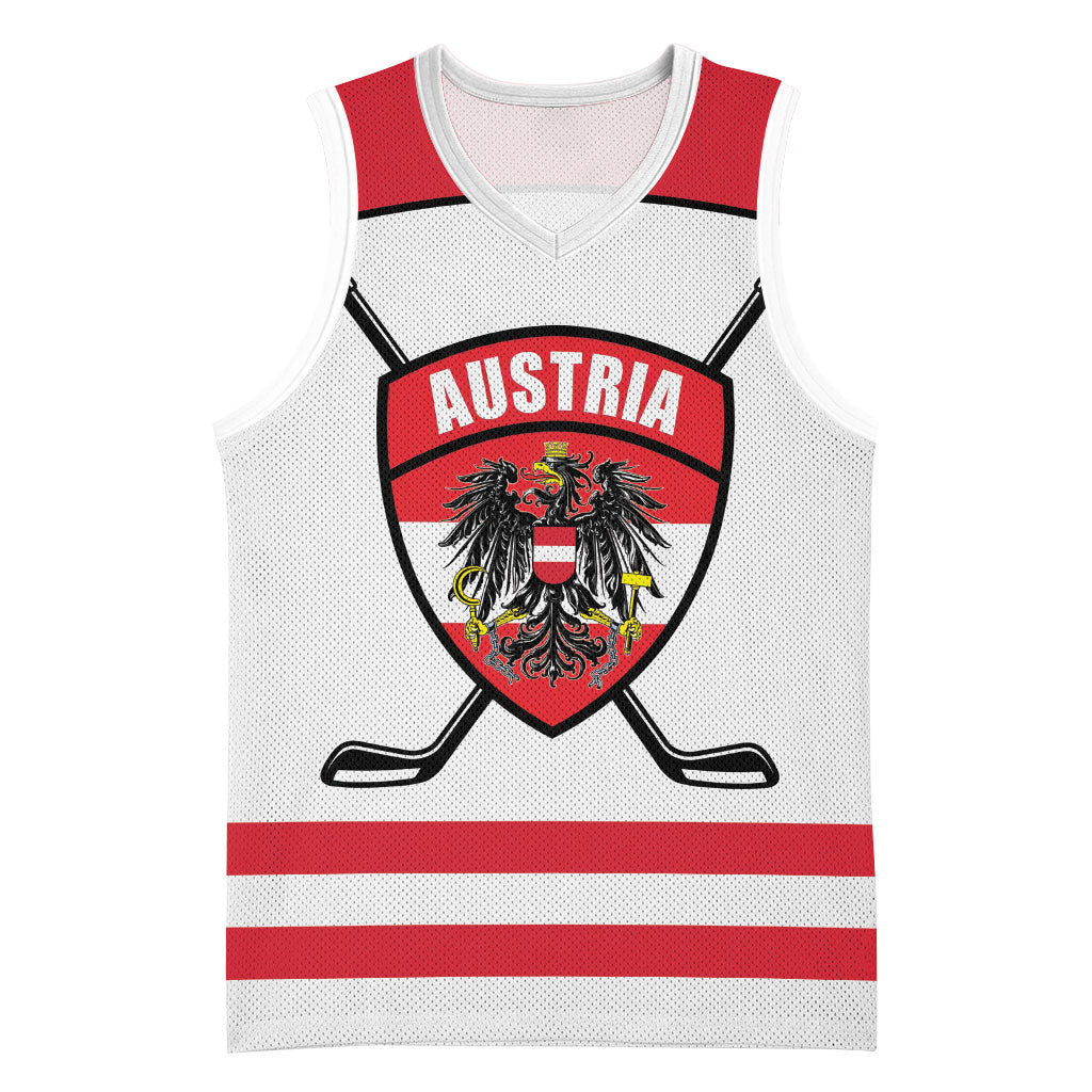 Austria Ice Hockey Custom Basketball Jersey Austrian Eagle Shield White Version