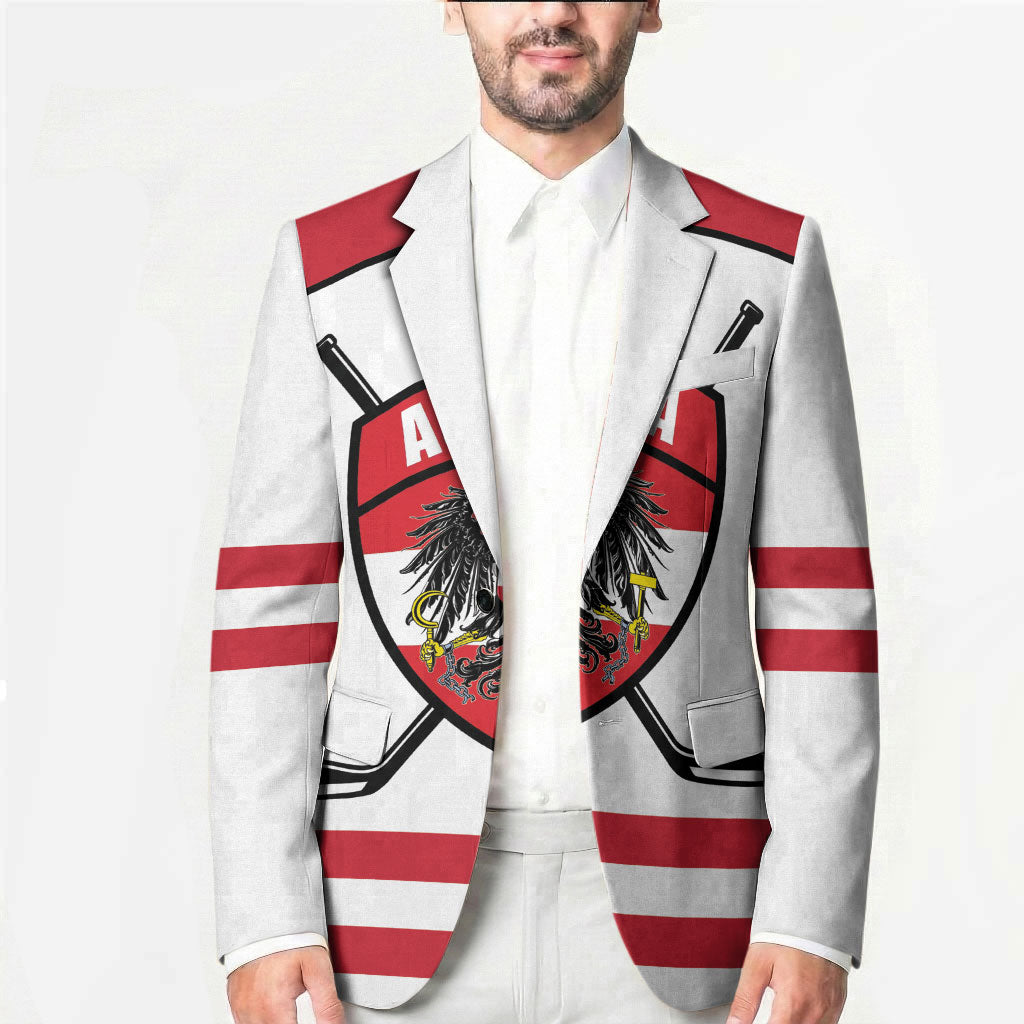 Austria Ice Hockey Custom Blazer Austrian Eagle Shield White Version