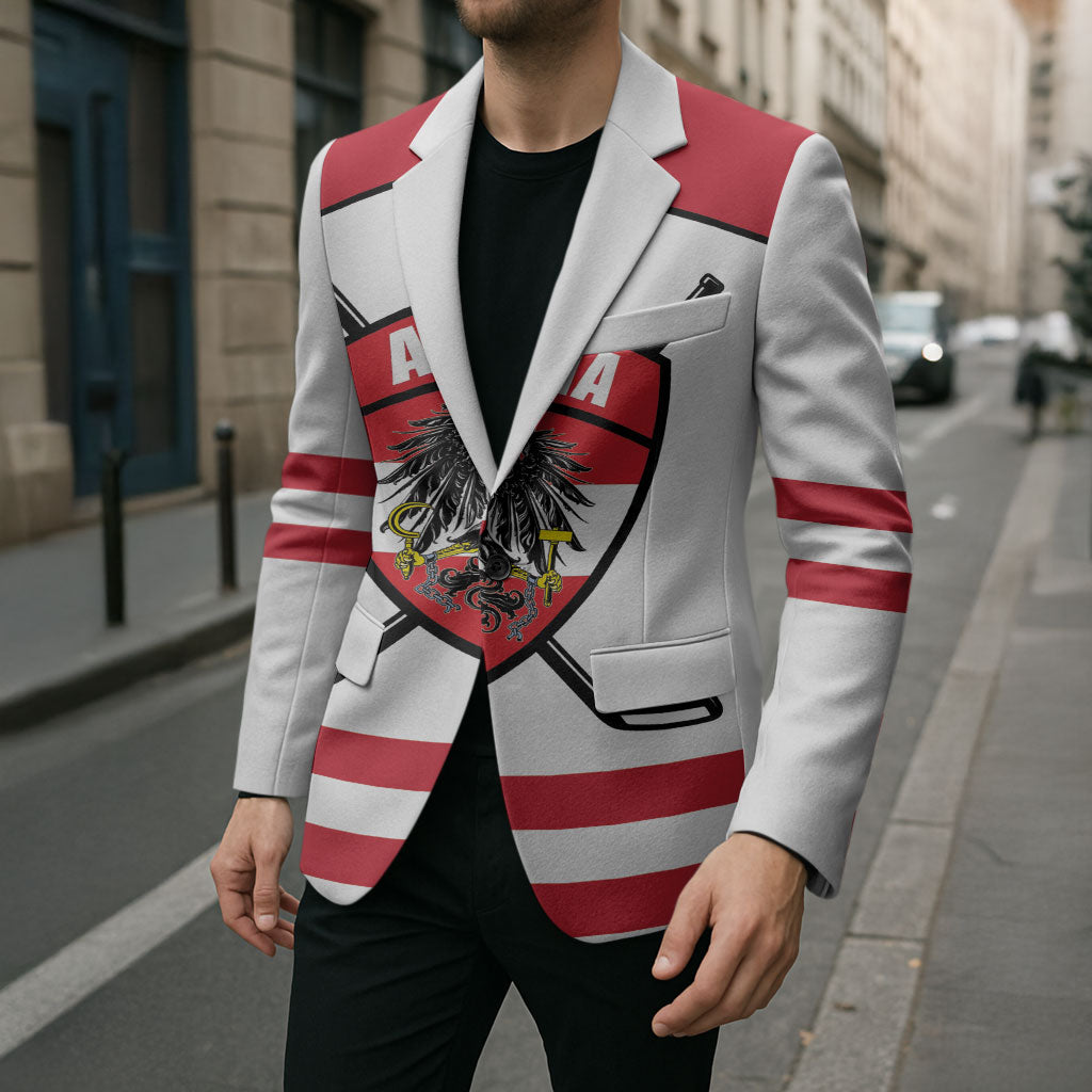 Austria Ice Hockey Custom Blazer Austrian Eagle Shield White Version