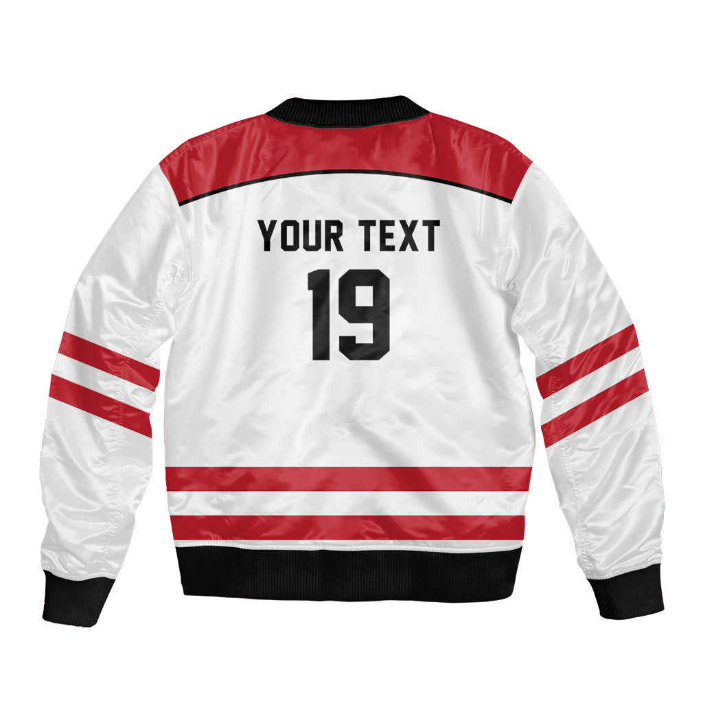 Austria Ice Hockey Custom Bomber Jacket Austrian Eagle Shield White Version