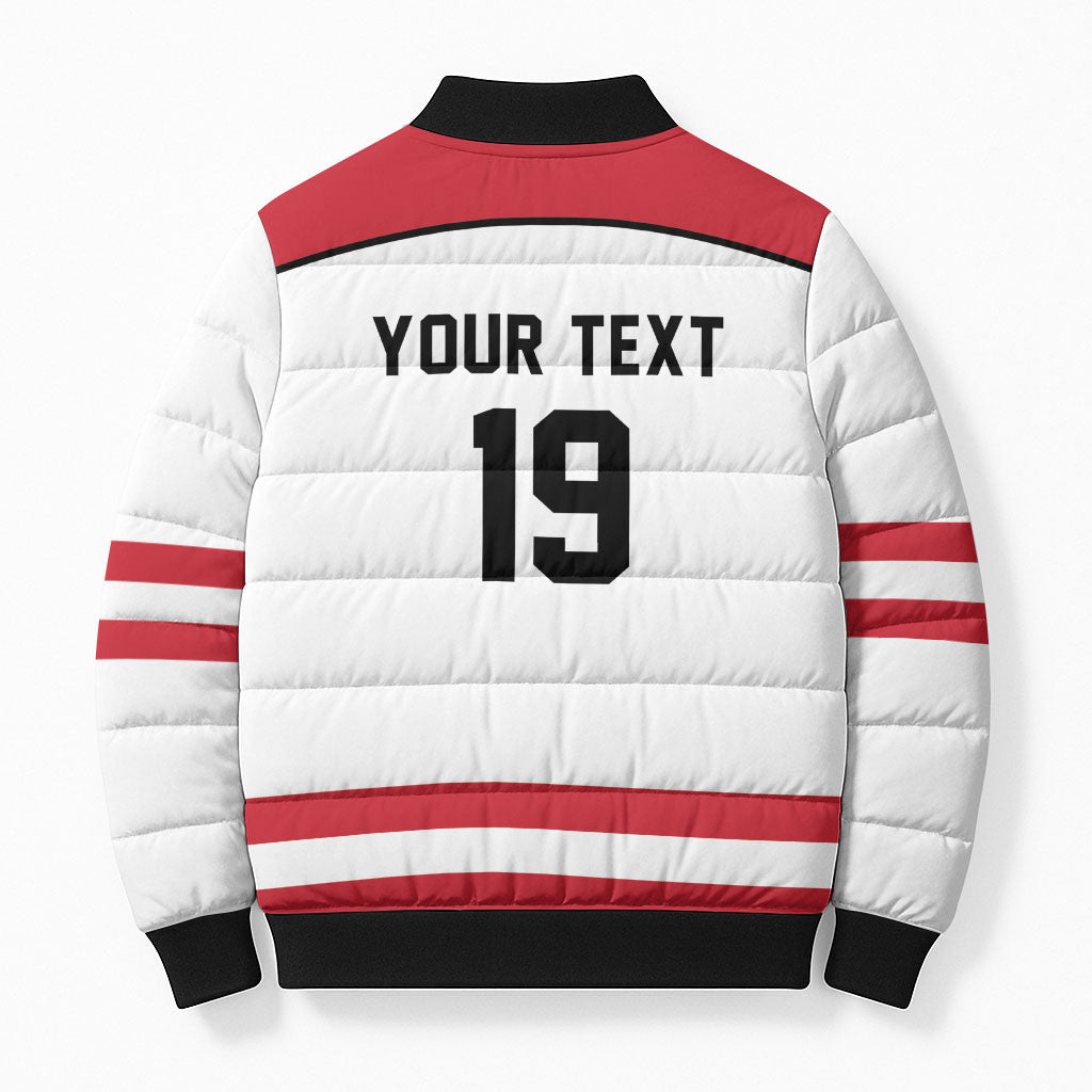 Austria Ice Hockey Custom Bomber Puffer Jacket Austrian Eagle Shield White Version