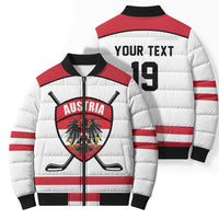 Austria Ice Hockey Custom Bomber Puffer Jacket Austrian Eagle Shield White Version
