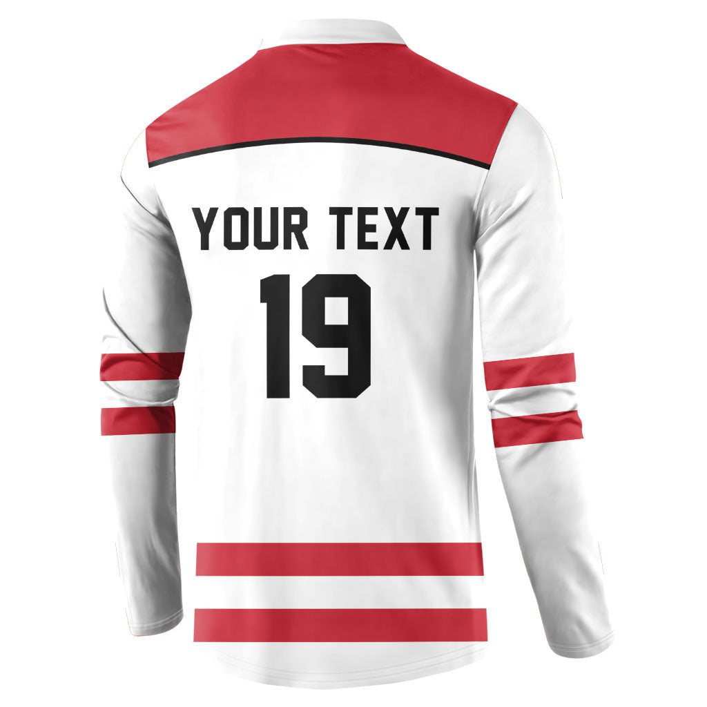 Austria Ice Hockey Custom Button Sweatshirt Austrian Eagle Shield White Version