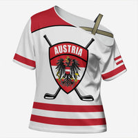 Austria Ice Hockey Custom Cross Shoulder Shirt Austrian Eagle Shield White Version