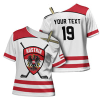 Austria Ice Hockey Custom Cross Shoulder Shirt Austrian Eagle Shield White Version