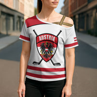 Austria Ice Hockey Custom Cross Shoulder Shirt Austrian Eagle Shield White Version