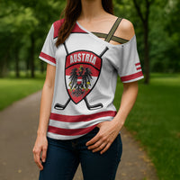 Austria Ice Hockey Custom Cross Shoulder Shirt Austrian Eagle Shield White Version