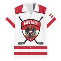 Austria Ice Hockey Custom Hawaiian Shirt Austrian Eagle Shield White Version