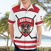 Austria Ice Hockey Custom Hawaiian Shirt Austrian Eagle Shield White Version