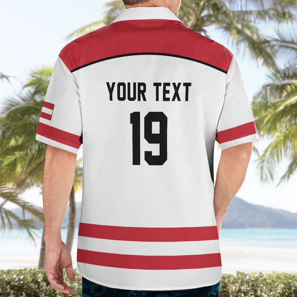 Austria Ice Hockey Custom Hawaiian Shirt Austrian Eagle Shield White Version