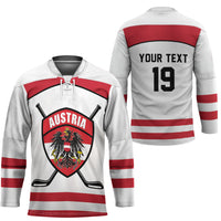 Austria Ice Hockey Custom Hockey Jersey Austrian Eagle Shield White Version