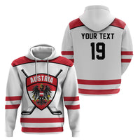 Austria Ice Hockey Custom Hoodie Austrian Eagle Shield White Version