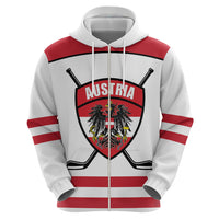 Austria Ice Hockey Custom Hoodie Austrian Eagle Shield White Version