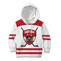Austria Ice Hockey Custom Kid Hoodie Austrian Eagle Shield White Version