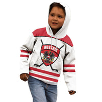 Austria Ice Hockey Custom Kid Hoodie Austrian Eagle Shield White Version
