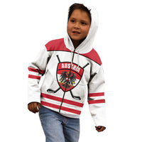Austria Ice Hockey Custom Kid Hoodie Austrian Eagle Shield White Version