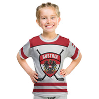 Austria Ice Hockey Custom Kid T Shirt Austrian Eagle Shield White Version