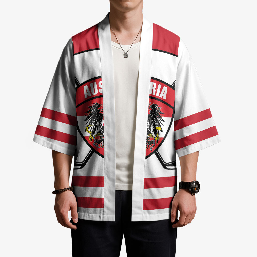Austria Ice Hockey Custom Kimono Austrian Eagle Shield White Version