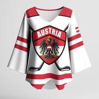 Austria Ice Hockey Custom Kimono Sleeve Blouse Austrian Eagle Shield White Version