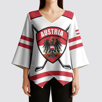 Austria Ice Hockey Custom Kimono Sleeve Blouse Austrian Eagle Shield White Version