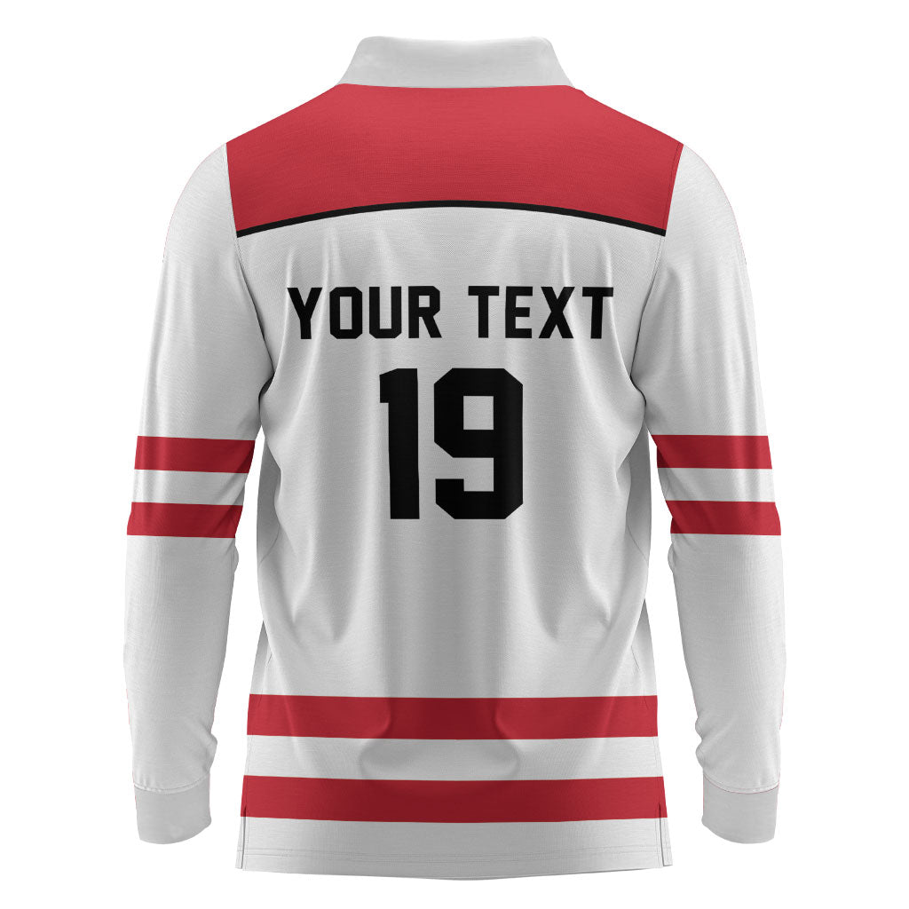 Austria Ice Hockey Custom Long Sleeve Polo Shirt Austrian Eagle Shield White Version