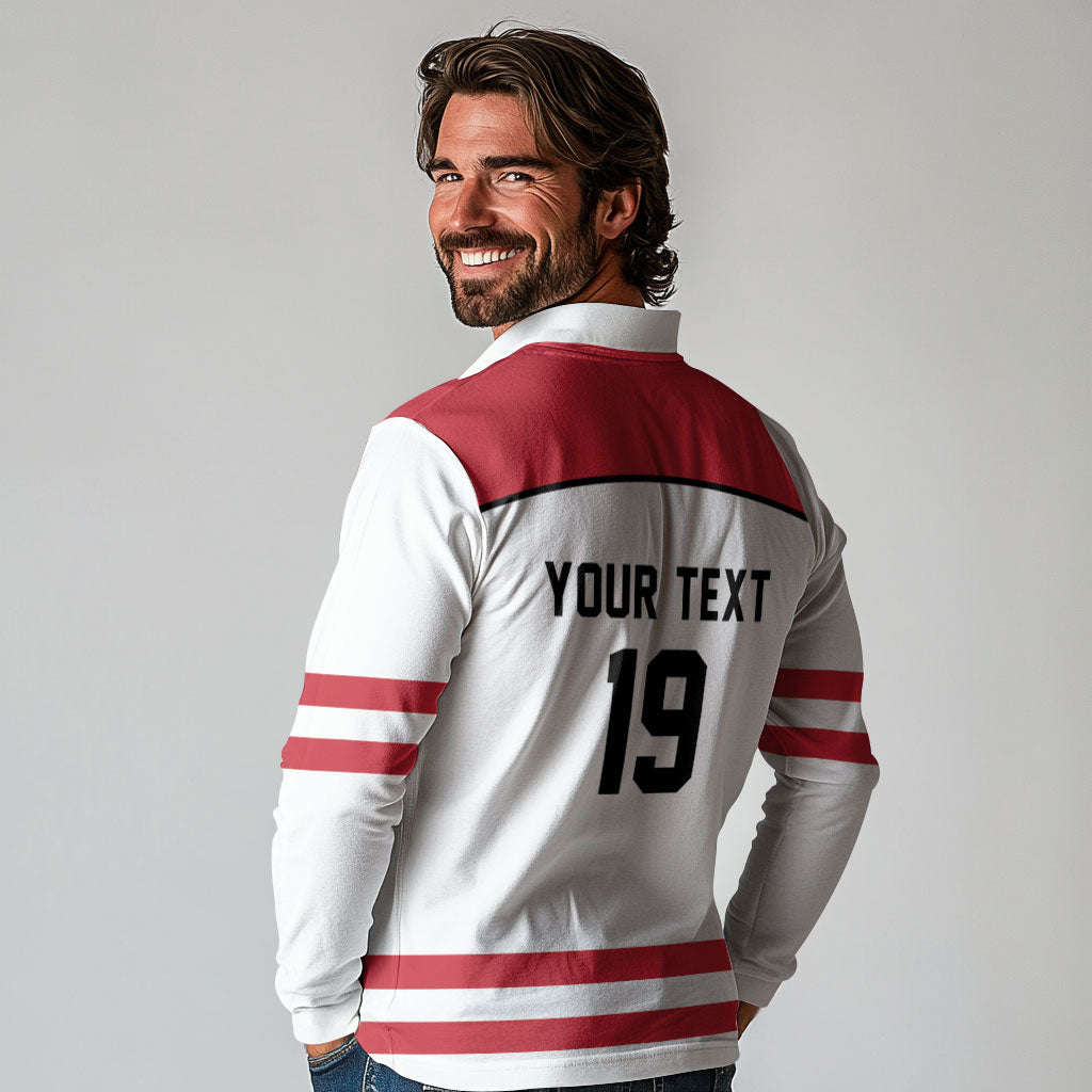Austria Ice Hockey Custom Long Sleeve Polo Shirt Austrian Eagle Shield White Version