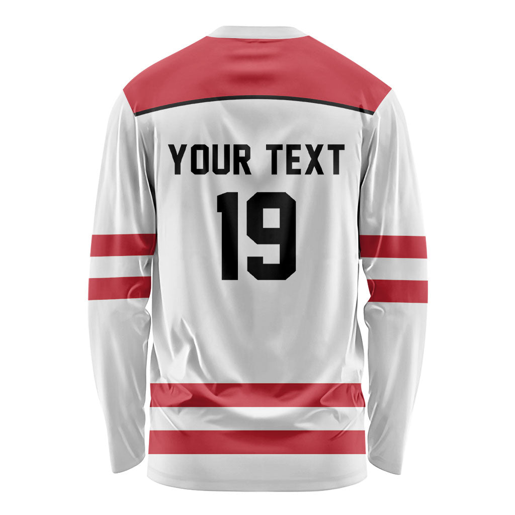 Austria Ice Hockey Custom Long Sleeve Shirt Austrian Eagle Shield White Version