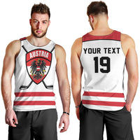 Austria Ice Hockey Custom Men Tank Top Austrian Eagle Shield White Version