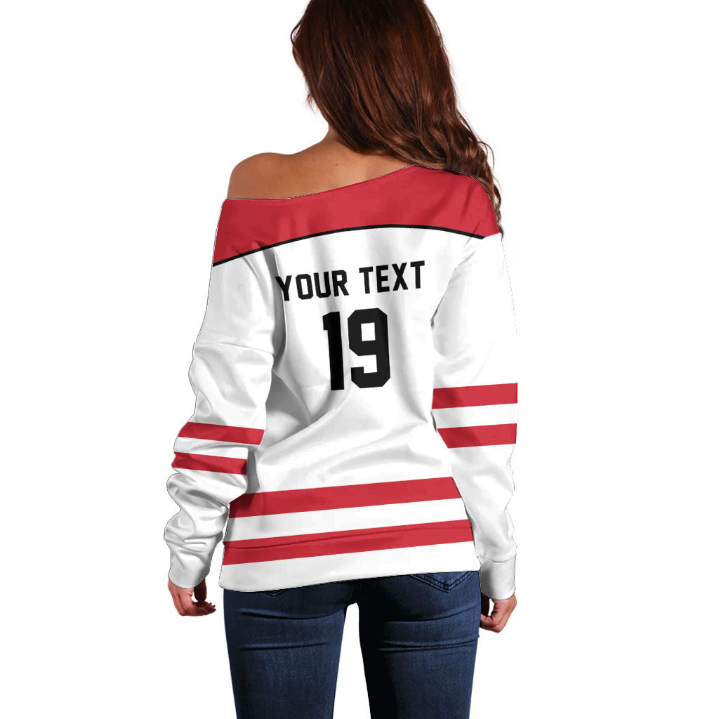 Austria Ice Hockey Custom Off Shoulder Sweater Austrian Eagle Shield White Version