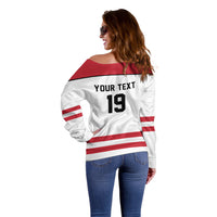 Austria Ice Hockey Custom Off Shoulder Sweater Austrian Eagle Shield White Version
