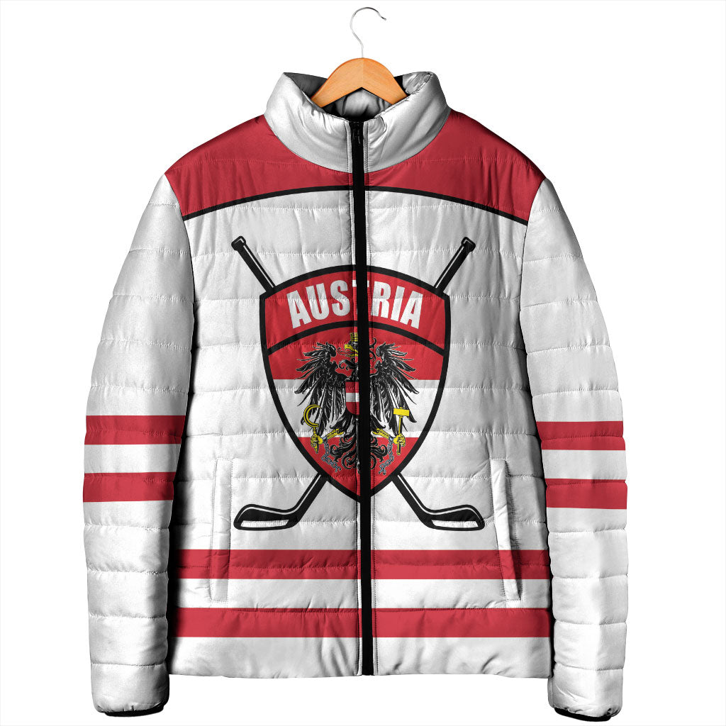 Austria Ice Hockey Custom Padded Jacket Austrian Eagle Shield White Version