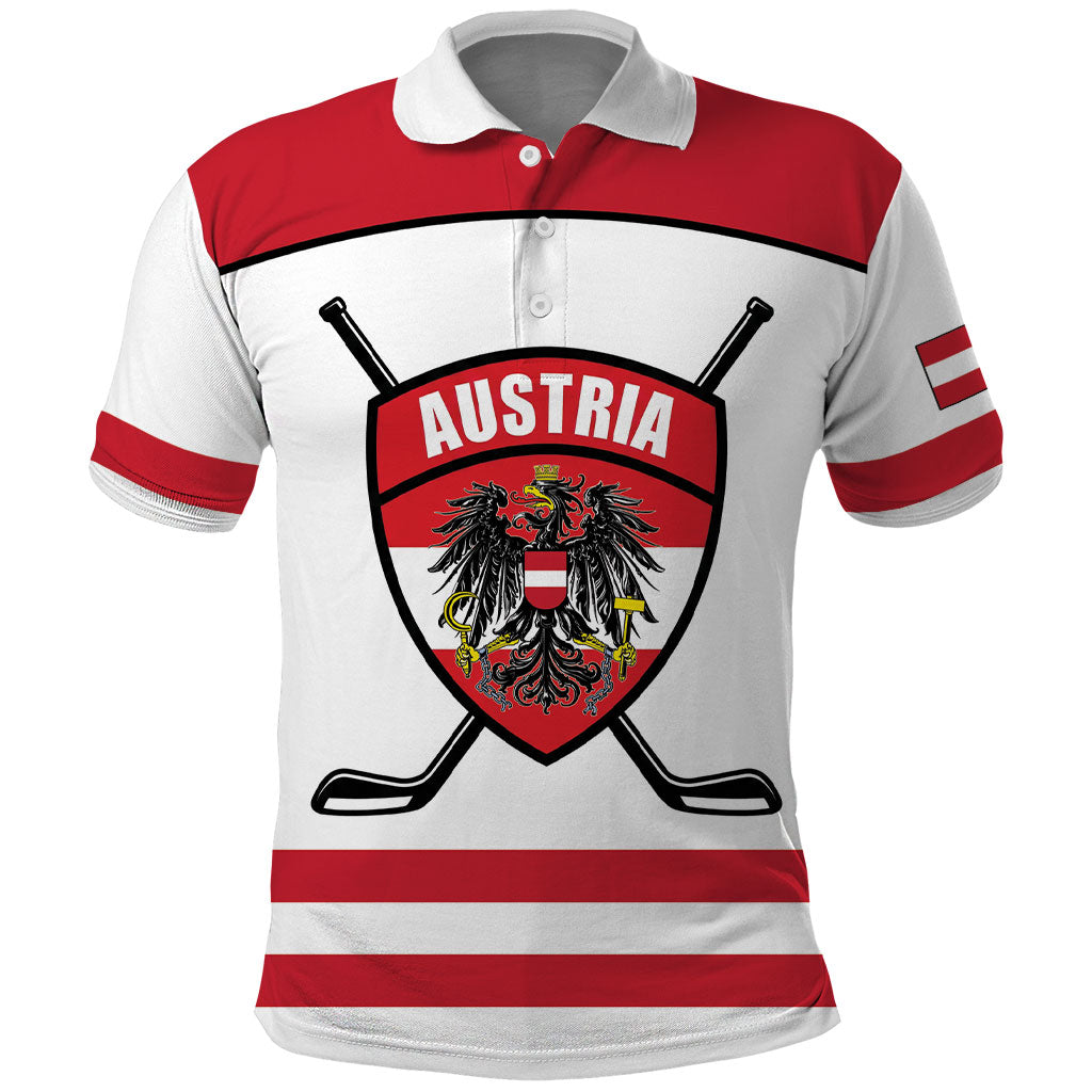 Austria Ice Hockey Custom Polo Shirt Austrian Eagle Shield White Version