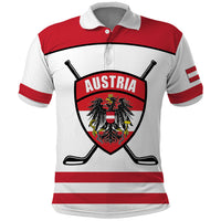 Austria Ice Hockey Custom Polo Shirt Austrian Eagle Shield White Version