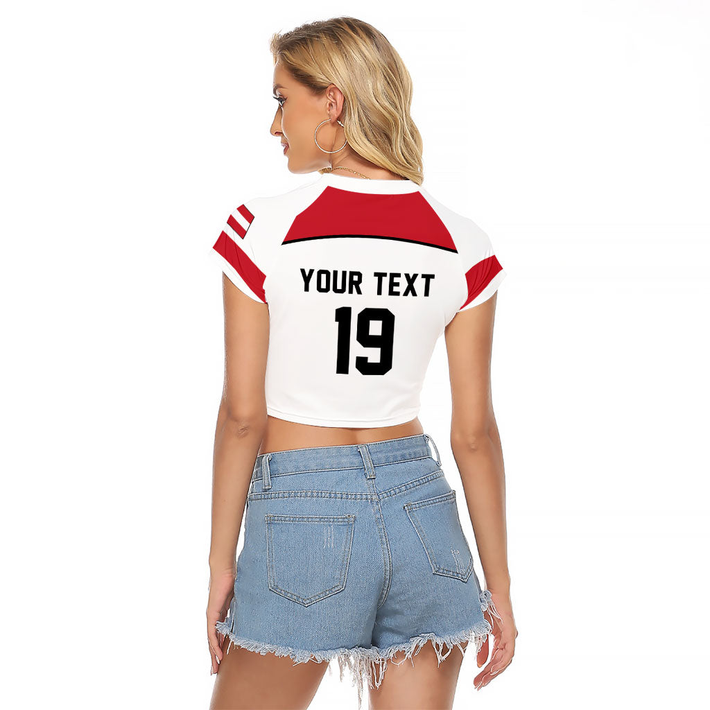 Austria Ice Hockey Custom Raglan Cropped T Shirt Austrian Eagle Shield White Version