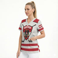 Austria Ice Hockey Custom Scrub Top Austrian Eagle Shield White Version