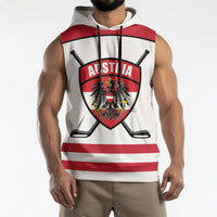 Austria Ice Hockey Custom Sleeveless Hoodie Austrian Eagle Shield White Version