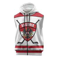 Austria Ice Hockey Custom Sleeveless Zip Hoodie Austrian Eagle Shield White Version