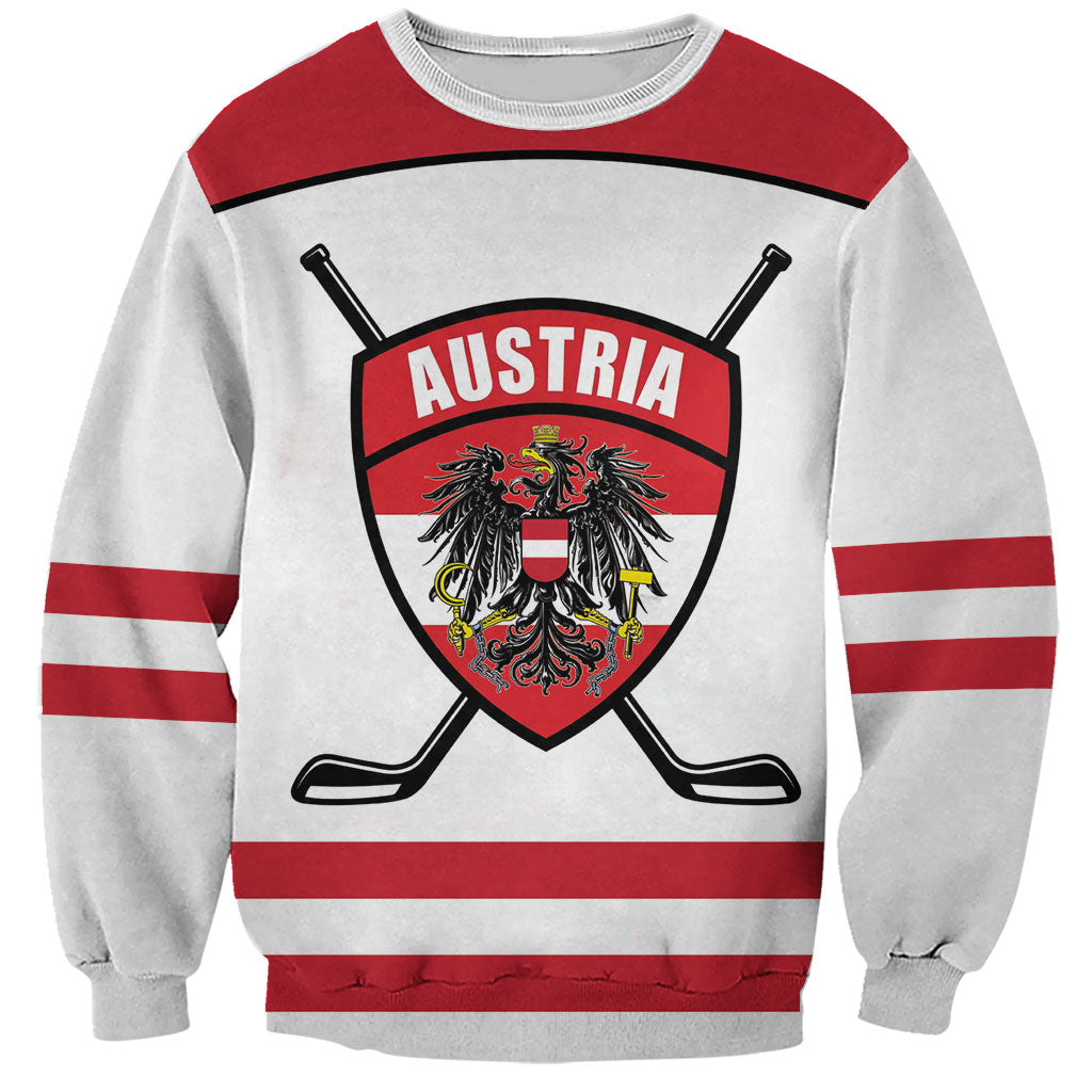 Austria Ice Hockey Custom Sweatshirt Austrian Eagle Shield White Version