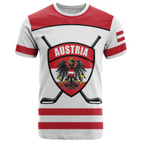 Austria Ice Hockey Custom T Shirt Austrian Eagle Shield White Version