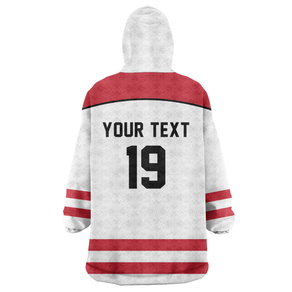 Austria Ice Hockey Custom Wearable Blanket Hoodie Austrian Eagle Shield White Version