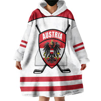 Austria Ice Hockey Custom Wearable Blanket Hoodie Austrian Eagle Shield White Version
