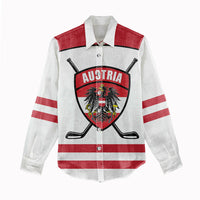 Austria Ice Hockey Custom Women Casual Shirt Austrian Eagle Shield White Version