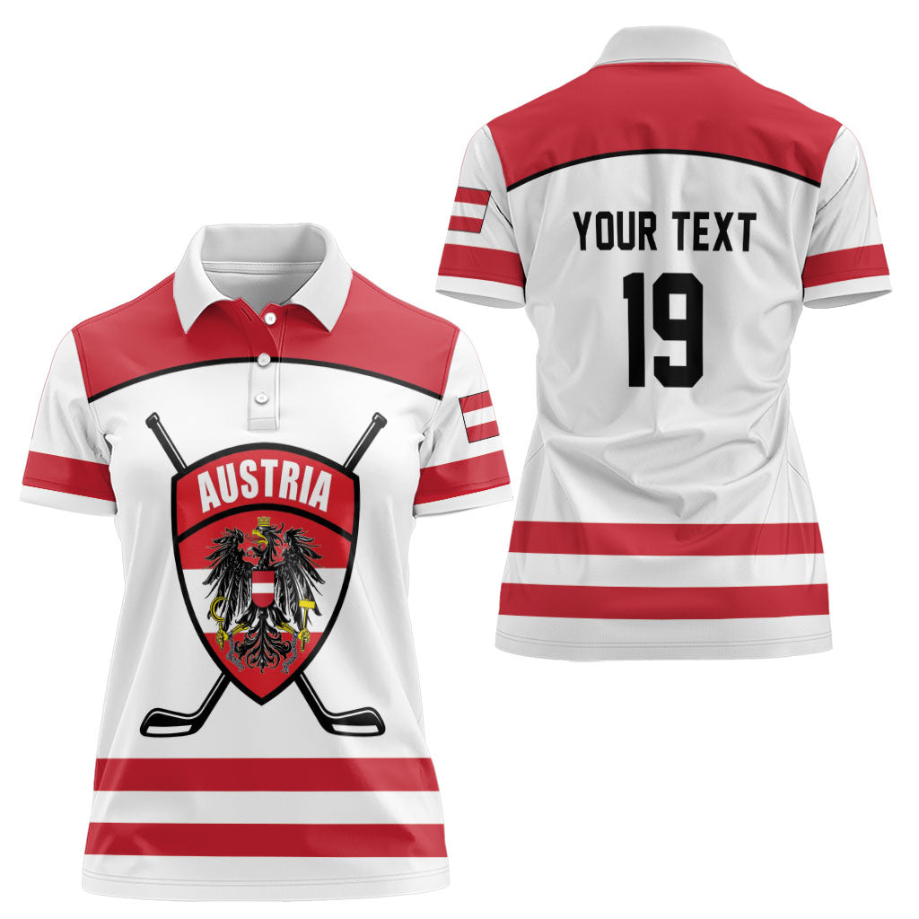 Austria Ice Hockey Custom Women Polo Shirt Austrian Eagle Shield White Version
