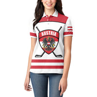 Austria Ice Hockey Custom Women Polo Shirt Austrian Eagle Shield White Version