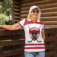 Austria Ice Hockey Custom Women Polo Shirt Austrian Eagle Shield White Version