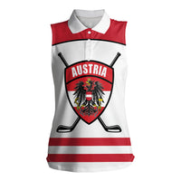 Austria Ice Hockey Custom Women Sleeveless Polo Shirt Austrian Eagle Shield White Version