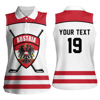 Austria Ice Hockey Custom Women Sleeveless Polo Shirt Austrian Eagle Shield White Version
