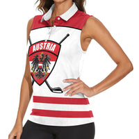 Austria Ice Hockey Custom Women Sleeveless Polo Shirt Austrian Eagle Shield White Version