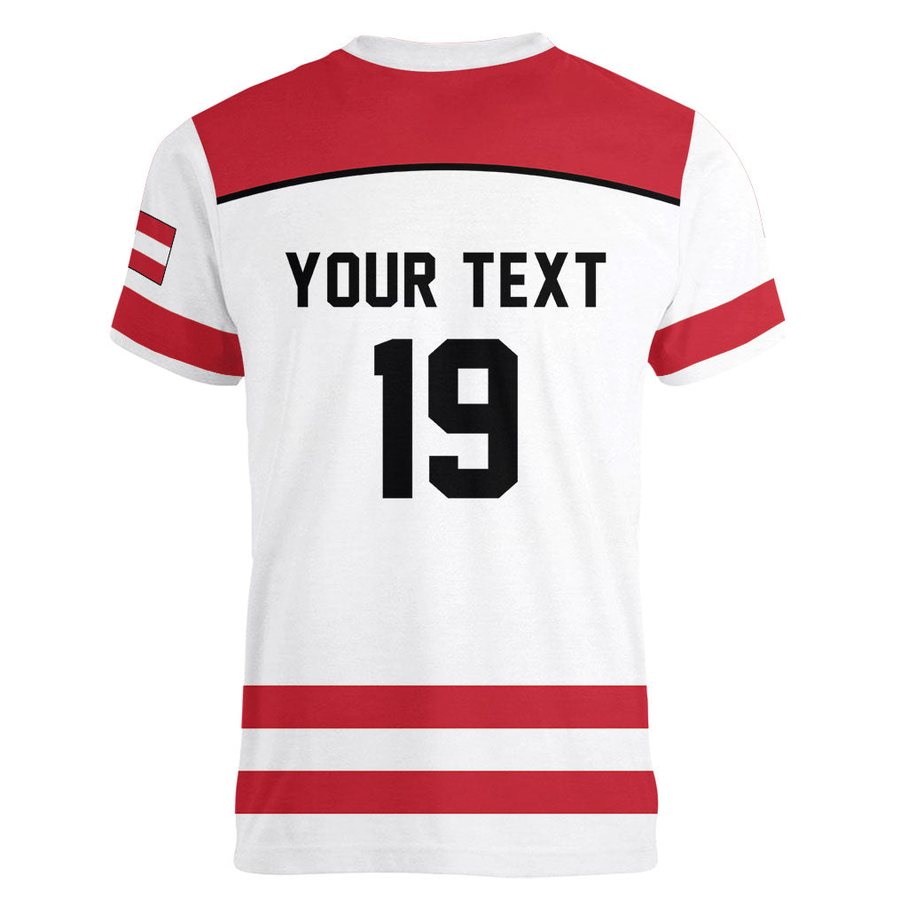 Austria Ice Hockey Custom Women V-Neck T-Shirt Austrian Eagle Shield White Version