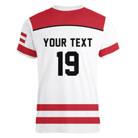 Austria Ice Hockey Custom Women V-Neck T-Shirt Austrian Eagle Shield White Version